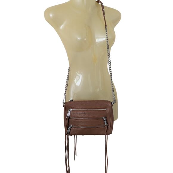 NWT Rebecca Minkoff Mini 5 Zip $195 Crossbody Bag in Almond Bloomingdale's - Picture 4 of 10